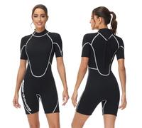 Owntop Muta Shorty 3/2mm Uomo Donna - Muta con Zip Posteriore per Immersioni Surf, Mute da Immersione a Maniche Corte in Neoprene Elasticizzato per Sport Acquatici