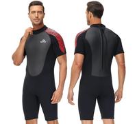 Owntop Muta Uomo 3mm, Shorty 3mm Neoprene Muta Sub per Immersioni Surf Nuoto Kayak (Uomini Rosso, XXL)