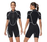 Owntop Shorty muta da 3/2 mm, da donna/uomo, con cerniera frontale, per immersioni, surf, a maniche corte, in neoprene, per sport acquatici