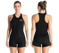 Owntop Shorty - Muta da donna in neoprene, con cerniera frontale, per immersioni, surf, senza maniche, in neoprene, per sport acquatici, colore nero, L