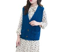Ownwfeat Gilet da Donna Maglione Cardigan con Scollo A V Gilet Senza Maniche Lavorato A Maglia di Lana