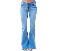 Ownwfeat Jeans A Zampa D'elefante da Donna, Doppie Tasche, Pantaloni Regolari Snellenti Light Blue L