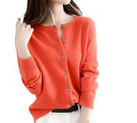 Ownwfeat Maglione da donna Cardigan in cashmere con scollo a V monopetto Slim Lady Maglieria Top, Arancione, XL