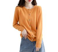 Ownwfeat Maglione da donna Cardigan in cashmere con scollo a V monopetto Slim Lady Maglieria Top, Giallo, XL