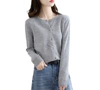 Ownwfeat Maglione da donna Cardigan in cashmere con scollo a V monopetto Slim Lady Maglieria Top, Grigio medio9, L
