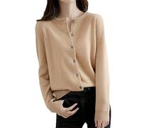 Ownwfeat Maglione da donna Cardigan in cashmere con scollo a V monopetto Slim Lady Maglieria Top, Khaki9, S