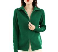 Ownwfeat Maglione di Lana da Donna Doppia Cerniera Cardigan con Risvolto Inferiore Giacca da Donna in Maglia Casual