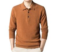 Ownwfeat Maglione di lana da uomo Polo Maglione in cashmere tinta unita, Colore Castagno, XL