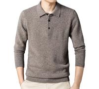 Ownwfeat Maglione di lana da uomo Polo Maglione in cashmere tinta unita, Fiore Khaki 9, 2XL
