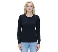 Ownwfeat Maglione in cashmere da donna in lana Autunno Inverno caldo morbido O-collo maniche lunghe maglieria Pullover Jumper, Nero , M