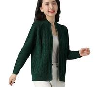 Ownwfeat Maglione Intrecciato con Zip A Mezzo Collo Alto da Donna con Cappotto A Maniche Lunghe Larghe.