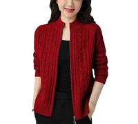 Ownwfeat Maglione Intrecciato con Zip A Mezzo Collo Alto da Donna con Cappotto A Maniche Lunghe Larghe.