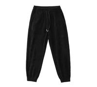 Ownwfeat Pantaloni della tuta invernali da uomo in velluto a coste retrò lavorati a maglia larghi casual sportivi pantaloni con lacci alla caviglia, Nero , L