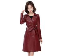 Ownwfeat Trench Lungo Da Donna In Ecopelle PU. Trench Doppiopetto
