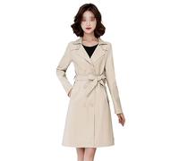 Ownwfeat Trench Lungo Da Donna In Ecopelle PU. Trench Doppiopetto