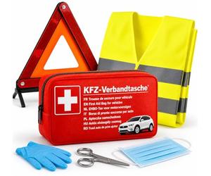 OwnWheel Kit di Pronto Soccorso per Auto 3 in 1, Testato nel 2026 e Accessori - con Giubbotto di Sicurezza e Triangolo di Emergenza per StVO