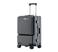 OWOHYG Business Travel Luggage Luggage with Front Pocket,Aluum Frame Suitcase with USB Charging Port & Lock Light Suitcase,Black-26 in