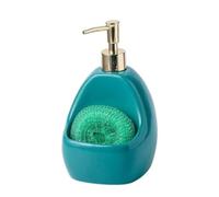 OWOHYG Dispenser di Sapone Dispenser di Sapone con Porta Spugna 2 in 1 Dispenser di lozione Dispenser da banco per lavello da Cucina Flacone con Pompa per Bagno per Cucina e Bagno, Giallo