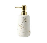 OWOHYG Dispenser di Sapone in Marmo, Dispenser di Sapone per disinfettante per Le Mani da Tavolo, Contenitore per lozione, Pompa per Sapone Liquido Ricaricabile, Cucina e Bagno, Blanc-L