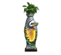 OWOHYG Fontana da Pavimento, Fontana da Interno, Ornamenti Creativi per Fontane, Fontana Moderna A Forma di Ferro di Cavallo, Fontana da Giardino con Cascata (Grigio), Grigio