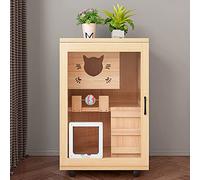 OWOHYG Gabbia per Gatti in Legno massello Rimovibile con Porta e Quattro Ruote a 360°, Gabbia per Topi, ratti, roditori, Piccoli Animali, 60 L x 60 W x 90 H, Legno