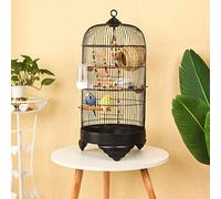 OWOHYG Gabbia per Uccelli 75 cm in Metallo, in Acciaio Inox, Rotonda, per pappagalli, Perle, Creativa, Rotonda, per canarini, con Scala, Giocattoli appesi, Gabbie per Uccelli, Decorazione, Nero