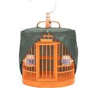 OWOHYG Gabbia per Uccelli Rotonda Marrone per Piccoli Uccelli, Gabbia per Uccelli Vintage con Gancio Portatile, Gabbia per Uccelli con Supporto Mobile in Legno massello