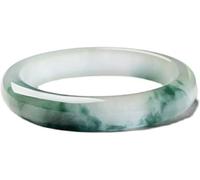 OWOHYG Jade Bangle, Natural Jade Color A Grade Jade Bangles, Ladies Floating Flower Jade Bangle Bracelet, for Mother, for Girlfriend, with Jewelry Box,Clear-64Mm