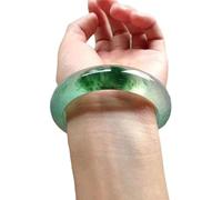 OWOHYG Jade Bangles, Natural Grade A Jade Bangle Bracelet, Ladies Light Green Floating Flower Jade Bangle, Bring Good Luck, with Jewelry Box, 54-64Mm