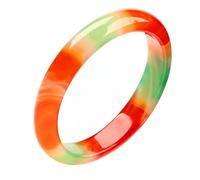 OWOHYG Ladies Jade Bangle, Natural Chalcedony Bangle, Agate Bangle, Colorful Jade Bangle, Ladies Round Bar Jade Bangle, Bring Good Luck, for Girlfriend, for Friends, with Je,62Mm