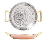 OWOHYG Paella in Acciaio Inossidabile 304, 10 Misure di Paella, Pentole da Cucina Martellate A Mano con Doppi Manici Rivettati per Case, Ristoranti O Padelle da Campeggio, Argento, 34 Cm, 36 Cm