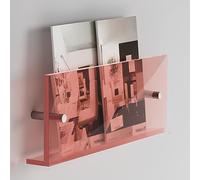 OWOHYG Portariviste da Parete Rosa, portadepliant, espositore per volantini, per Sala d'attesa/Reception/Soggiorno/Ufficio, salvaspazio, Rosa, Lunghezza 40 cm/15,7 Pollici