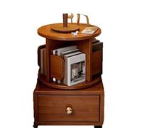 OWOHYG Scaffali per Libri Impermeabili Girevoli A 360° con Rotelle E Cassetti, Torre Girevole in Legno, Marrone, 42 * 55 Cm