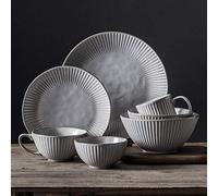 OWOHYG Set da tavola in Ceramica, Set di stoviglie Vintage a Righe da 23 Pezzi, Ciotole per Cereali in Porcellana e Piatti da Bistecca per Regali di inaugurazione della casa