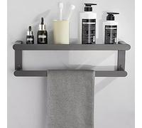 OWOHYG Set di mensole da Bagno con mensole sospese, portaoggetti per Doccia, portasciugamani, portarotolo e portaspazzolino - Metallo in Alluminio Spaziale antiruggine da Parete, mensola da 50 cm