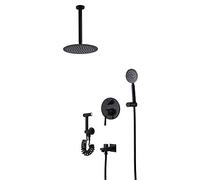OWOHYG Set Miscelatore Doccia Caldo e Freddo con doccetta Bidet, Sistema Doccia sospeso Nero, doccetta Tonda Ultra Sottile da 10 Pollici