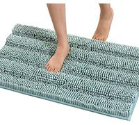 OWOHYG Tappeto Shaggy in Microfibra Extra Morbido E Assorbente A Righe in Ciniglia di Lusso, Antiscivolo E Ad Asciugatura Rapida, Lavabile, per Doccia, Colore: Acquamarina, 50 X 80 Cm