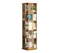 OWOHYG Torre Angolare Girevole, Scaffale Espositivo in bambù A 5/6 Livelli, Libreria da Pavimento, per Piccoli Spazi, Camera da Letto, Soggiorno