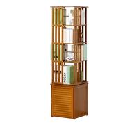 OWOHYG Torre Girevole, Girevole A 360°, Scaffale Espositivo in bambù con Mobiletto Portaoggetti, Scaffale per Libri Stretto da Pavimento, per Casa/Ufficio/Studio, Marrone, 6 Livelli 14,1X14,1X68,5