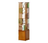 OWOHYG Torre Girevole, Girevole A 360°, Scaffale Espositivo in bambù con Mobiletto Portaoggetti, Scaffale per Libri Stretto da Pavimento, per Casa/Ufficio/Studio, Marrone, 7 Livelli 14,1X14,1X78,7