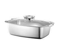 OWOHYG Vaporiera per Pesce in Acciaio Inossidabile, Pentola per Arrosti E Cottura A Vapore Rettangolare Multiuso, con Coperchio in Vetro, per Pesce, Ostriche, Zuppa Bollente