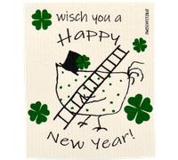 OWOSCHFETZN Panno in Spugna - Happy New Year - Gallina Berta - Verde