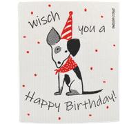 OWOSCHFETZN Panno in Spugna - Lucky Dog, Happy Birthday! - Rosso