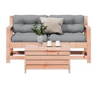 Owoxanth 3 pezzi Douglasie Lounge da giardino 66 x 62 x 71 cm, resistente alle intemperie, cuscino Oxford grigio