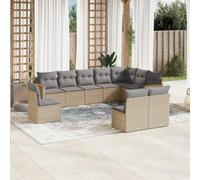 Owoxanthellate 10 pezzi Divano da giardino in rattan sintetico beige, resistente alle intemperie e modulare, 62 x 62 x 69 cm, con scatola portaoggetti, resistente ai raggi UV, per balcone, terrazza e