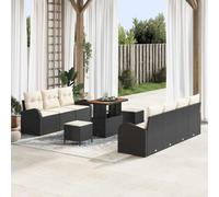 Owoxanthellate 10 pezzi nero rattan Lounge 9 posti 75,4 kg resistente alle intemperie balcone terrazza