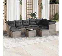 Owoxanthellate 10 pezzi salone da giardino in rattan PE grigio chiaro, 62 x 62 x 69 cm, con scatola, protezione dalle intemperie, piano in vetro per balcone, terrazza, giardino