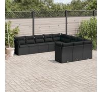 Owoxanthellate 11-TLG. Divano da giardino in polyrattan nero, 55 x 62 x 69 cm, modulare ad angolo, resistente ai raggi UV, set per balcone, terrazza e piccola area salotto per esterni
