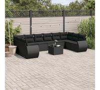 Owoxanthellate 11-TLG. Sala da giardino in rattan sintetico, con tavolo in vetro, 55 x 53 x 34 cm, resistente alle intemperie, per balcone, terrazza e giardino
