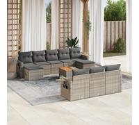 Owoxanthellate 11-TLG. - Set di divano da giardino, 55 x 62 x 69 cm, in polyrattan, resistente alle intemperie, modulare, con tavolo in legno di acacia, per terrazze, balconi, giardini, esterni